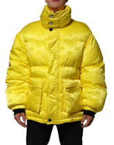 Dolce & Gabbana Yellow Nylon Logo Puffer Bomber Men Jacket